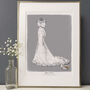 Illustrated Wedding Dress Illustration Portrait, thumbnail 4 of 10
