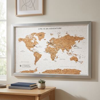 Travel Gifts World Map Cork Board With Pins, 4 of 11