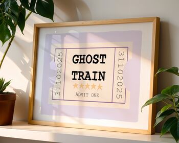 Ghost Train Ticket Halloween Art Print, 2 of 8