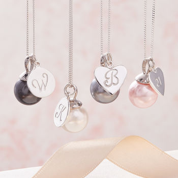 Pearl Pendant Necklace In Silver With Initial, 3 of 12