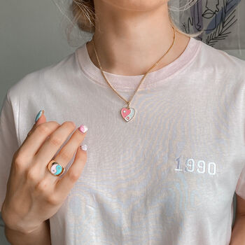 Pink Yin Yang 90s Heart Necklace, 3 of 5