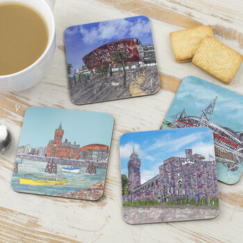 Set Of Four Cardiff Coasters, 2 of 3