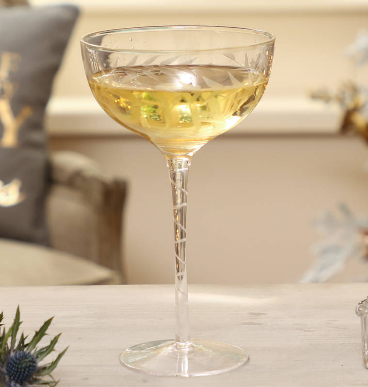 areca botanical etched champagne saucers by dibor