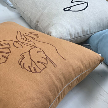 Embroidered Linen Cushion, 2 of 7