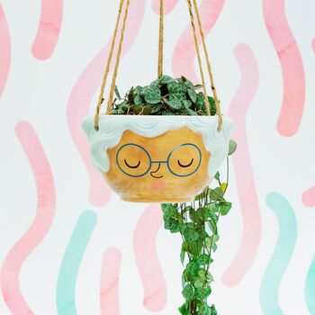 Grandma Ceramic Hanging Planter With Choices Of Plants, 6 of 6