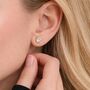Gold Plated Sterling Silver April Cubic Zirconia Birthstone Stud Earrings – 7mm, thumbnail 3 of 8