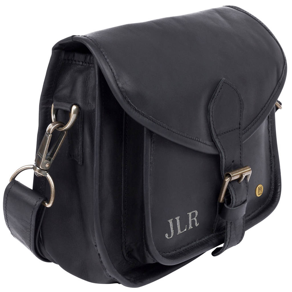 Personalised Leather Classic Saddle Bag In Black By Mahi ...