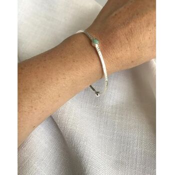 925 Silver Tri Stone Bangle, Moonstone, 3 of 4