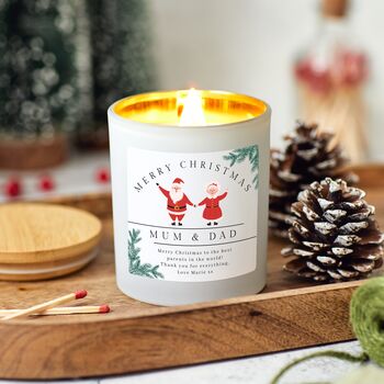 Christmas Candle Gift For Mum And Dad, Santa And Mrs. Claus Present For Parents, 2 of 9