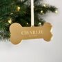 Gold Pet Dog Bone Personalised Christmas Decoration, thumbnail 3 of 6