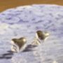 Unusual Sterling Silver Heart Stud Earrings, thumbnail 2 of 3