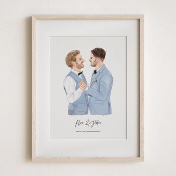 Personalised Couple Portrait – Hand Drawn Watercolour Lgbtq Gift, 5 of 11