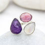 Ruby, Moonstone And Amethyst Adjustable Silver Ring, thumbnail 3 of 7