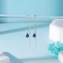 Sapphire Blue Droplet Cz Threader Earrings, thumbnail 6 of 11