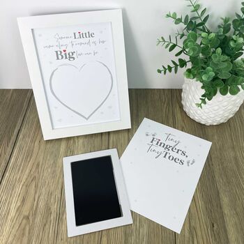 Baby Hand Or Foot Print Framed Ink Keepsake Kit With Two Designs, 9 of 12