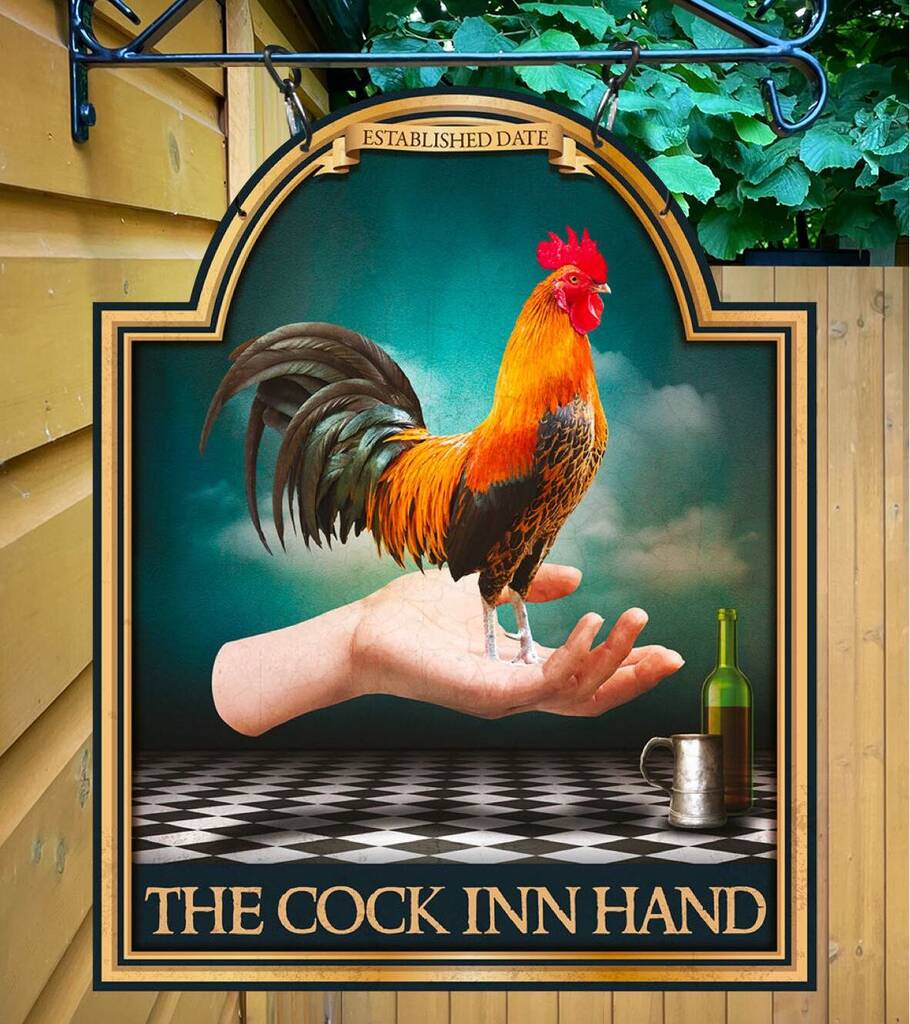 Cock In Hand Personalised Home Pub Sign Man Cave Sign, 1 of 8