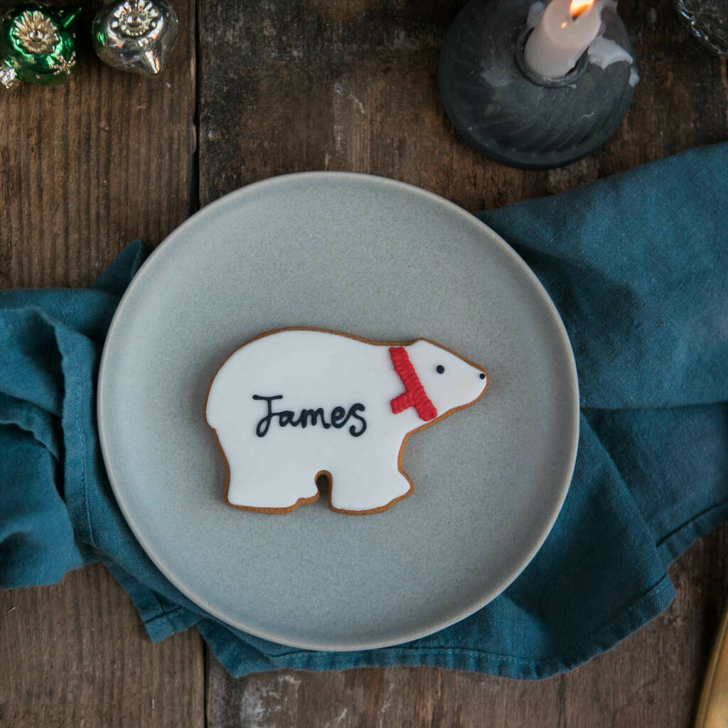 Six Personalised Polar Bear Biscuits By Honeywell Bakes