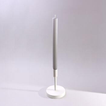 G Decor Velluto Cenere Set Of Two Extra Tall Dinner And Taper Candles With Ribbed Velvet Matte Finish In Ash Grey, 3 of 3