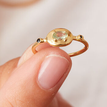 Green Amethyst Solitaire Stacking Ring, 18k Gold Vermeil, 3 of 9
