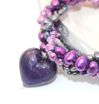 Murano Heart And Pearl Necklace In Purple Or Amethyst By Bish Bosh ...