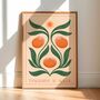 Tangerine Au Soleil, Boho Fruit Poster Botanical Celestial Sun Art Print, thumbnail 1 of 3