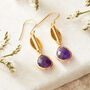Amethyst Gold Plated Silver Coffee Bean Drop Earrings, thumbnail 5 of 10