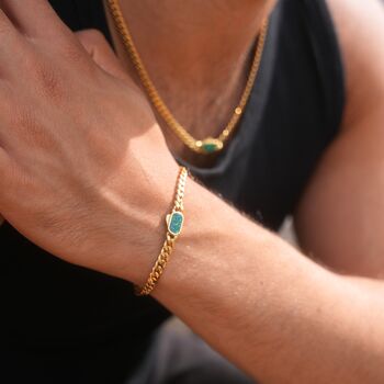 Silver Opal Gemstone Cuban Chain Bracelet For Men, 5 of 12