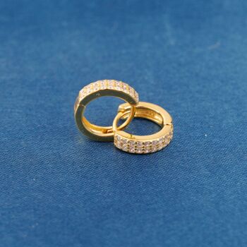 Gold Sparkly Cz Stone Hoops, Gold Huggie Hoops, Small Hoops, 4 of 6