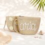 Girls Personalised Reversible Daisy Straw Bag, thumbnail 1 of 6