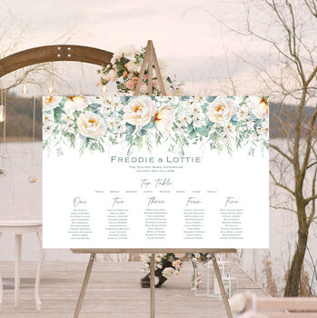 Wedding Table Plan Pastel Green And White Florals, 2 of 6