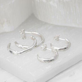 Celestial Shooting Star Medium Silver Hoops, 2 of 6