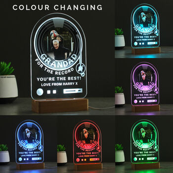 Personalised Record Photo Upload Wooden Based LED Light, 2 of 4