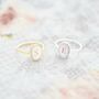 Mother Of Pearl Personalised Initial Oval Ring, thumbnail 2 of 12