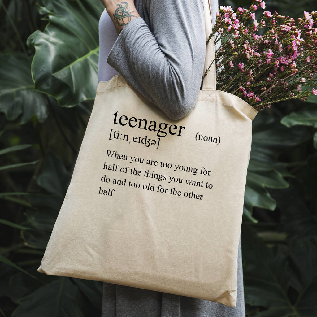 Funny Tote Bag: Definition Of Teenager By JUNGLEY