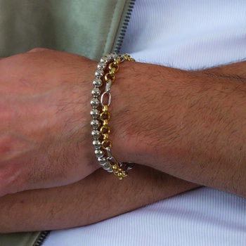 Sterling Silver Beaded Ball Chain Bracelet, 4 of 8