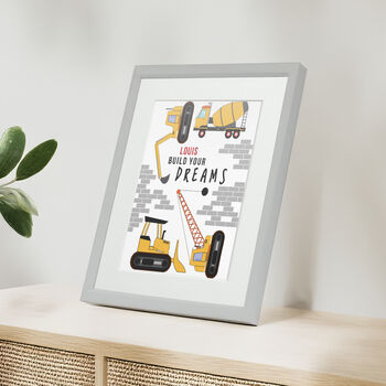 Personalised Construction Children's Nursery Framed Print, 4 of 10