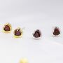 Tiny Garnet Red Cz Heart Stud Earrings, thumbnail 4 of 12