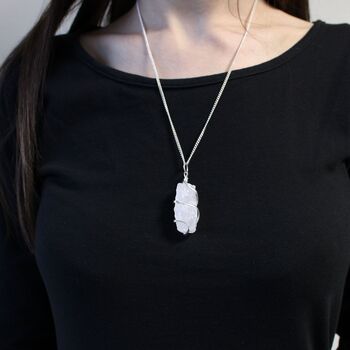 Silver Plated Raw Opalite Pendant Necklace, 3 of 4