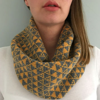 Knitted Geometric Snood Scarf, 2 of 6