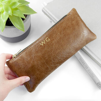 Monogrammed Luxury Leather Pencil Case, 11 of 12