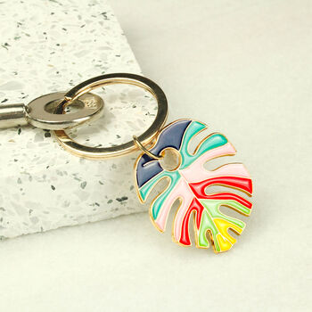 Rainbow Monstera Leaf Keyring, 2 of 6
