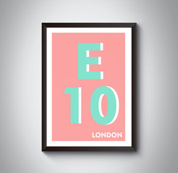 E10 Leyton London Typography Postcode Print, 9 of 10
