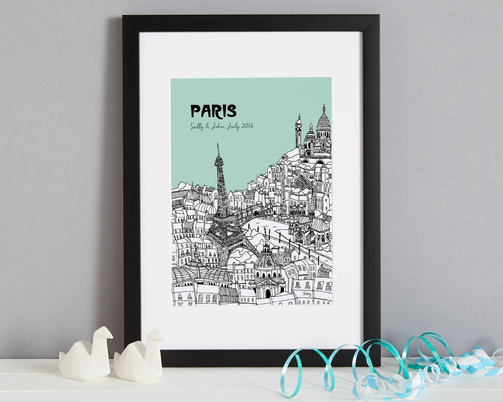 Personalised Paris Print By Tessa Galloway Illustration