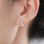 Sterling Silver Tiny Flower Wreath Stud Earrings, Opal Pink, thumbnail 2 of 11