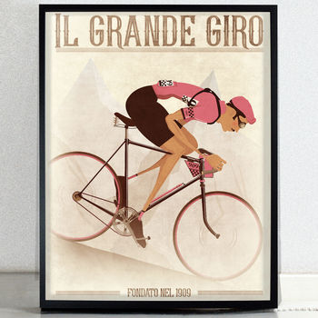 Personalised Vintage Cyclist Bike Art Print Gift, 2 of 8