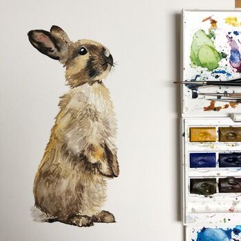 Personalised Painted Rabbit Art Print, 3 of 5