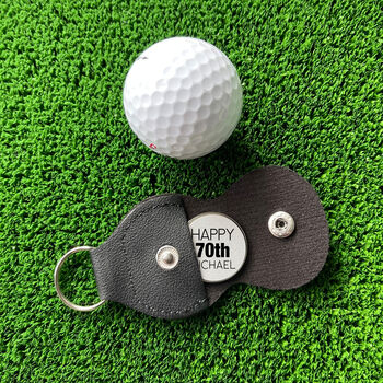 Personalised 70th Golf Ball Marker And Holder, 2 of 2