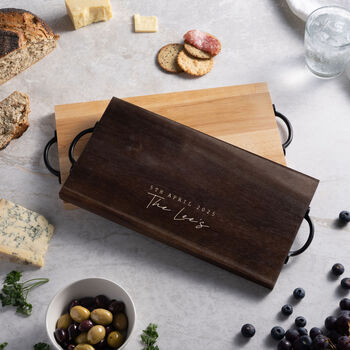 Personalised Handled Board Just Married Gift For Couple, 3 of 5