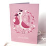 'It's A Girl' Illustrated Stork New Baby Card, thumbnail 1 of 3