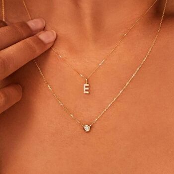 Solid Gold Genuine Diamond Initial Letter Necklace, 2 of 12